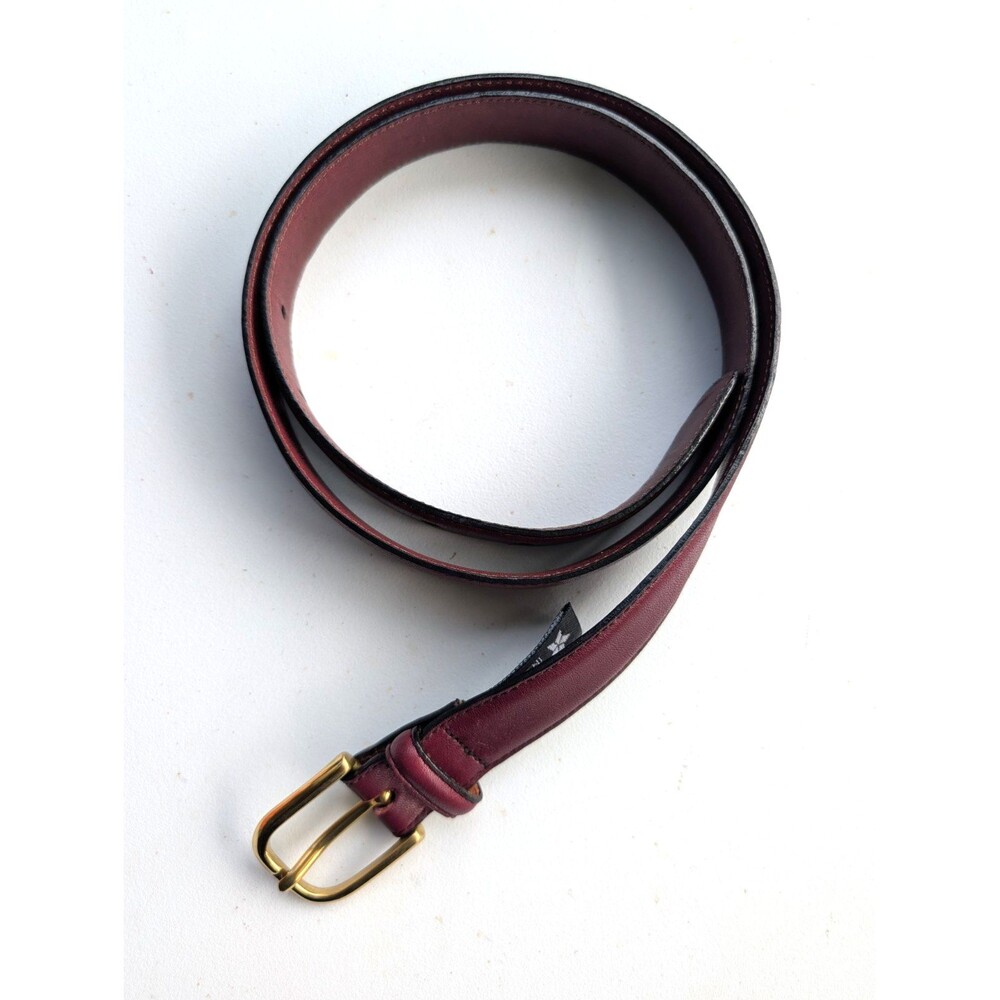 Brighton Leather Belt Size 34 Burgundy Oxblood Gold Buckle Classic Dress Casual